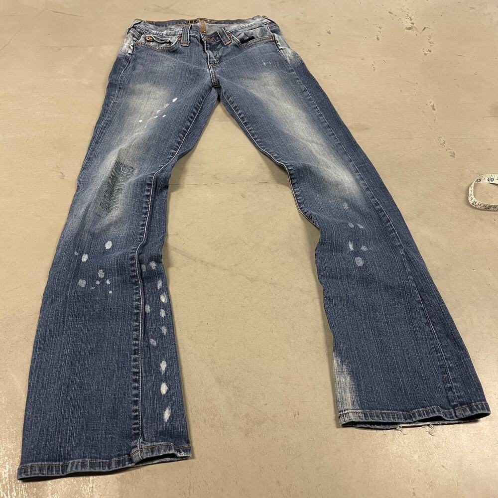 Y2K low rise hippie paint splatter bootcut jeans 28x33